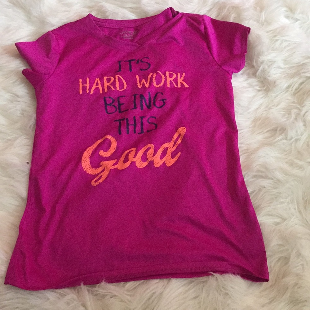 Pink, athletic tee.